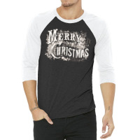 Merry Christmas   Currier & Ives Engraving Long Sleeve T Shirt 3/4 Sleeve Shirt | Artistshot