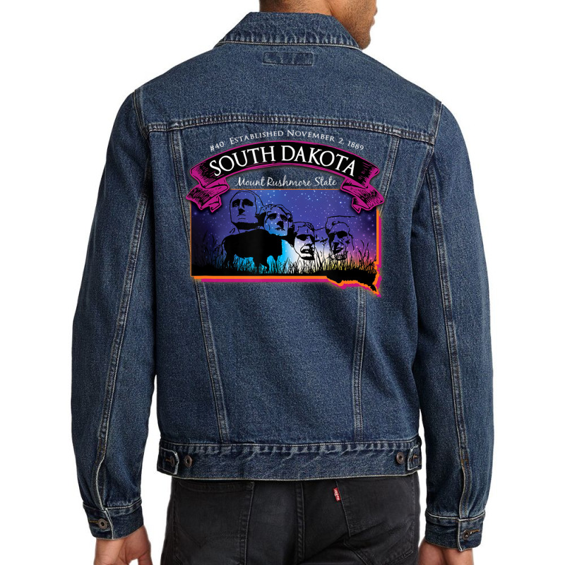 South Dakota Mount Rushmore State Map Buffalo Starry Night Men Denim Jacket by vucongha | Artistshot