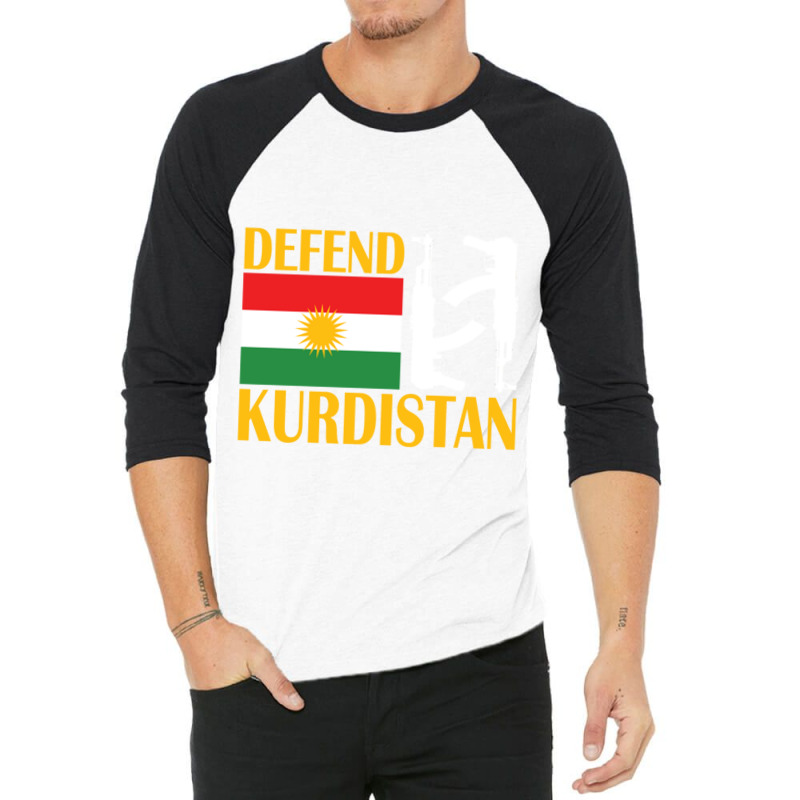 Defend Kurdistan, Kurdish Flag 3/4 Sleeve Shirt by cm-arts | Artistshot