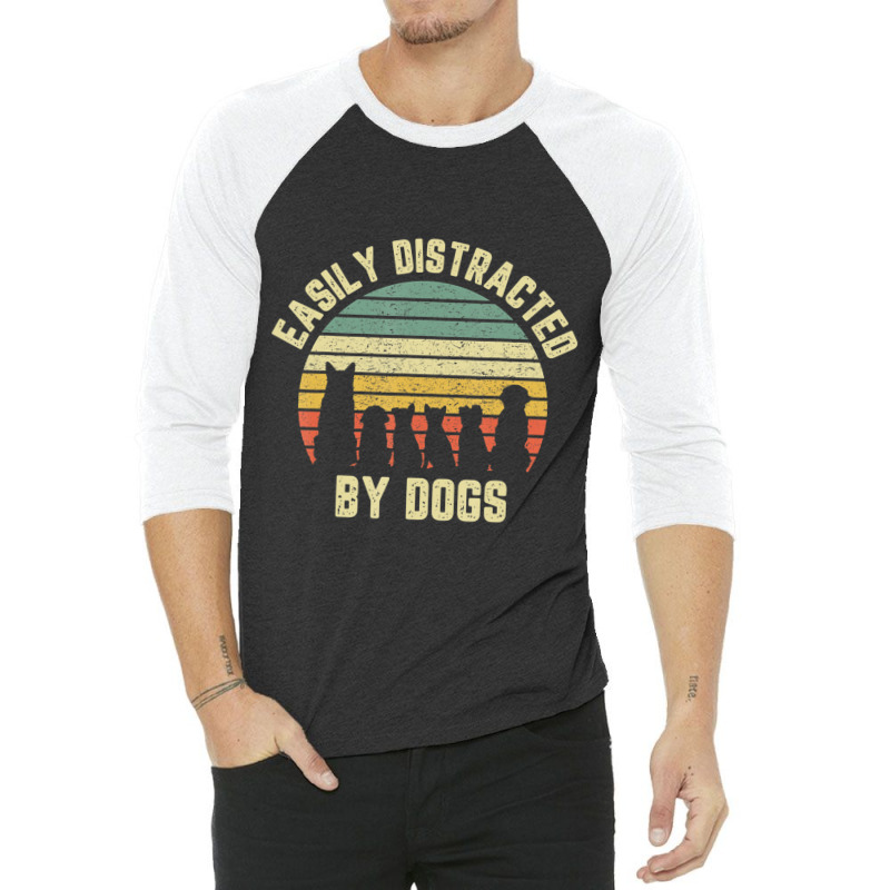 Easily Disraced By Dogs Shir Dog Shir Dog Lover 3/4 Sleeve Shirt by Konlasa6638 | Artistshot