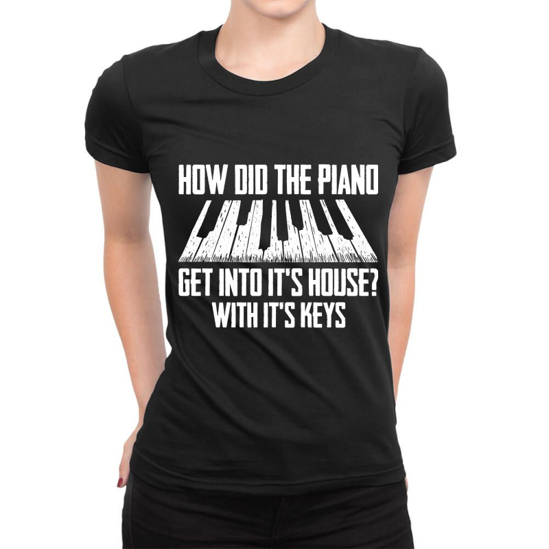 Keyboard Pianist Design And Music Musician Piano Player-0lfzg Ladies Fitted T-Shirt by laughingtuy | Artistshot