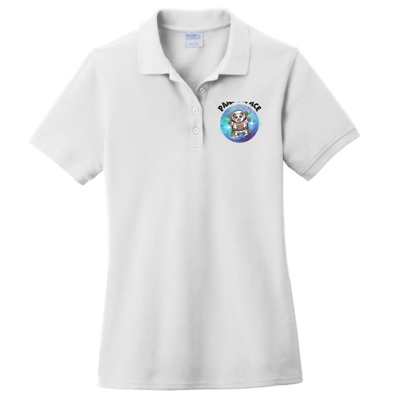 Blue Futuristic Astronaut Panda Space Planet With Panda Wings Ladies Polo Shirt by cm-arts | Artistshot