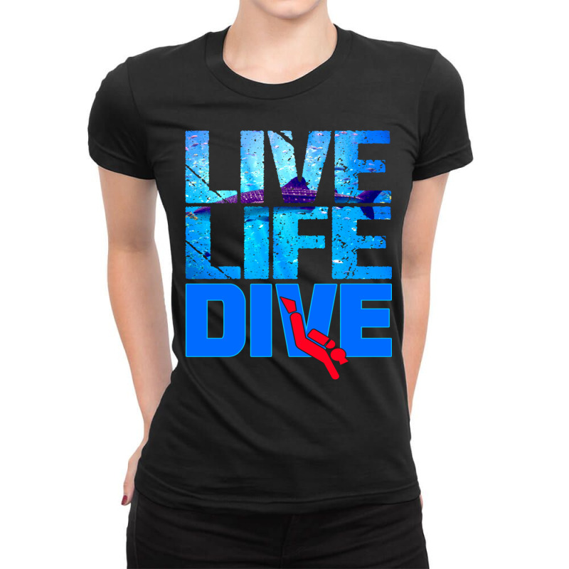 Scuba Diver Underwater Live Life Dive Long Sleeve T Shirt Ladies Fitted T-Shirt by cm-arts | Artistshot