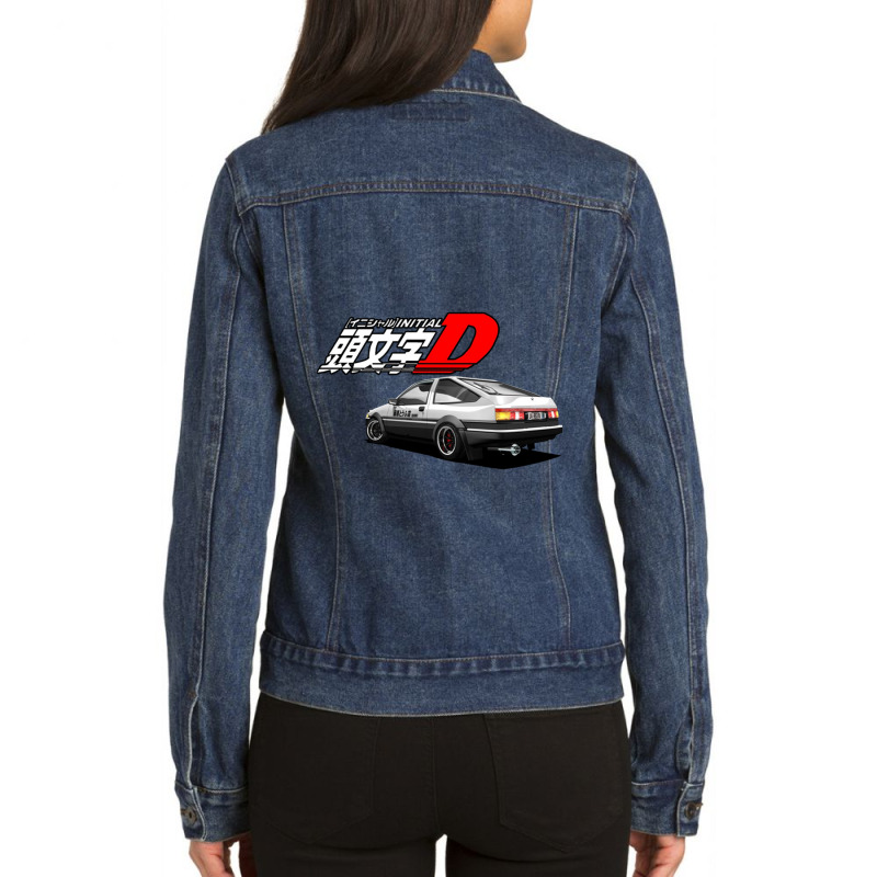 Initial D - Ae89 Trueno Ladies Denim Jacket by cm-arts | Artistshot