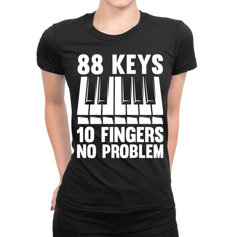 Keyboard Pianist Design And Music Musician Piano Player-n4vuc Ladies Fitted T-Shirt by laughingtuy | Artistshot