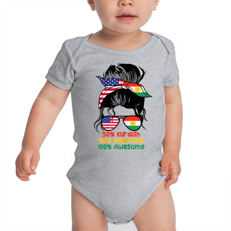 Womens Half American Half Kurdish Messy Bun Kurdistan Heritage T Shirt Baby Bodysuit by cm-arts | Artistshot