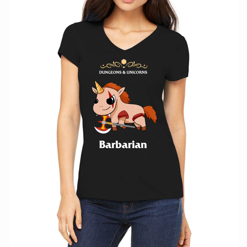 Unicorn Barbarian Fantasy D20 Tabletop Rpg Roleplaying Gamer Women's V-Neck T-Shirt by hotoancuong | Artistshot