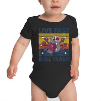 Vintage Dungeons Raccoon Live Fast Roll Trash Retro Dragons Baby Bodysuit | Artistshot