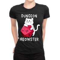 W20 Roll Dungeon Cat 20-sided Dice Kitten Role Play Game Ladies Fitted T-shirt | Artistshot