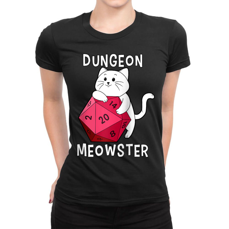 W20 Roll Dungeon Cat 20-sided Dice Kitten Role Play Game Ladies Fitted T-shirt | Artistshot