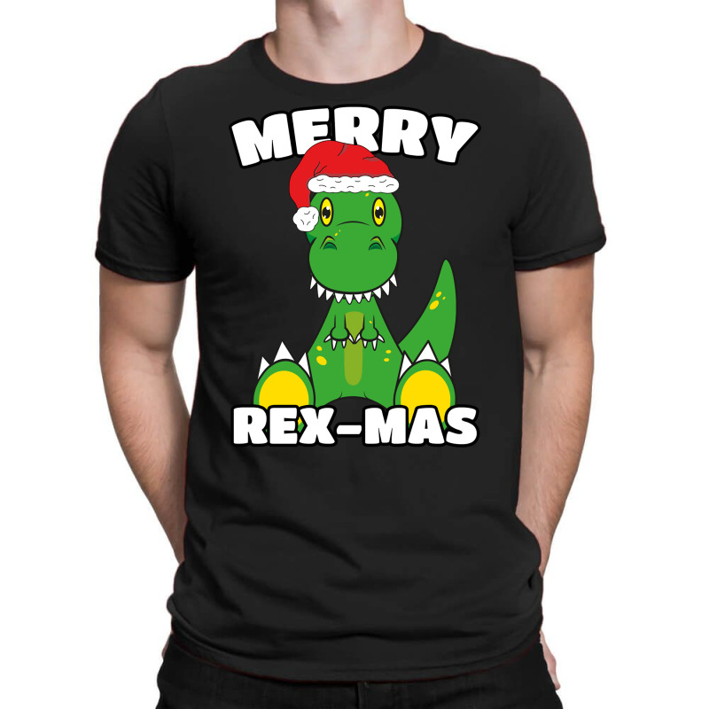 Merry Rex Mas Christmas T Rex Cartoon Sweatshirt T-shirt | Artistshot