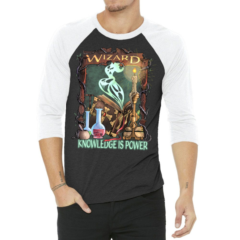 Wizard Knowledge Is Power Dragons D20 Rpg Gamer 3/4 Sleeve Shirt by hotoancuong | Artistshot