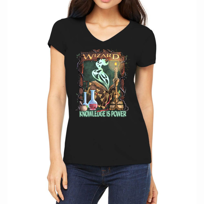 Wizard Knowledge Is Power Dragons D20 Rpg Gamer Women's V-Neck T-Shirt by hotoancuong | Artistshot