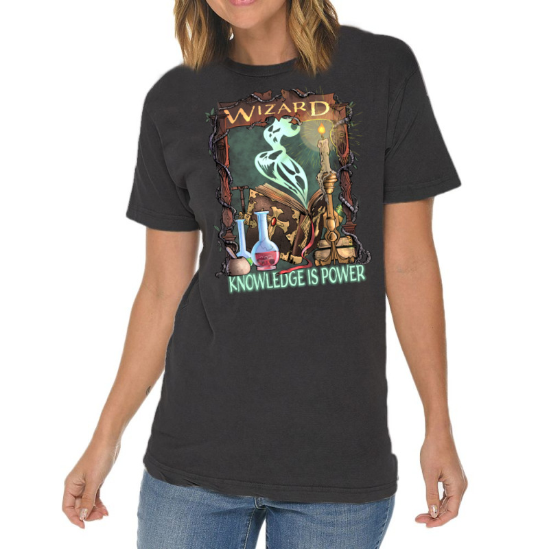 Wizard Knowledge Is Power Dragons D20 Rpg Gamer Vintage T-Shirt by hotoancuong | Artistshot