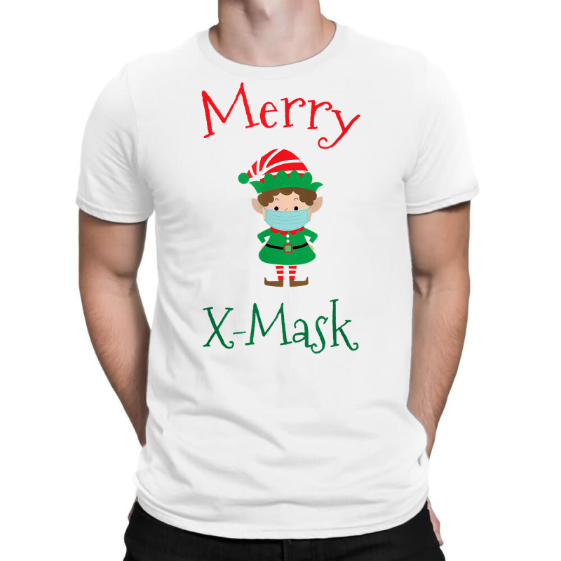 Merry X Mask Funny Christmas Social Distancing Elf Face Mask T Shirt T-shirt | Artistshot