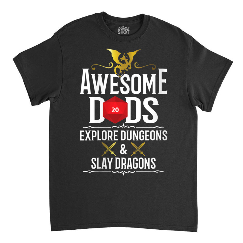 Womens Awesome Dads Explore Dungeons And Slay Dragons Gamer Dad Vneck Classic T-shirt by hotoancuong | Artistshot