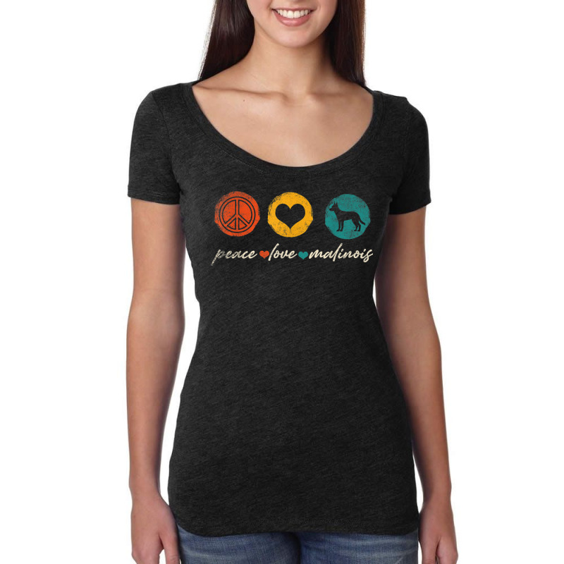 Vintage Peace Love Malinois Dog Lover Gifts T Shirt Women's Triblend Scoop T-shirt by cm-arts | Artistshot