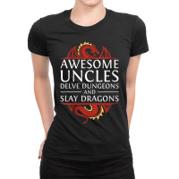 Womens Awesome Uncles Delve Dungeons And Slay Dragons Rpg Gaming V-nec Ladies Fitted T-shirt | Artistshot