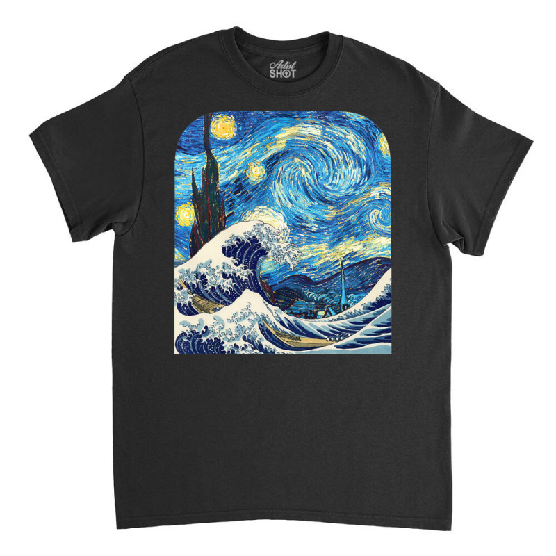 The Starry Night And The Great Wave Off Kanagawa Combined Classic T-shirt by vucongha | Artistshot