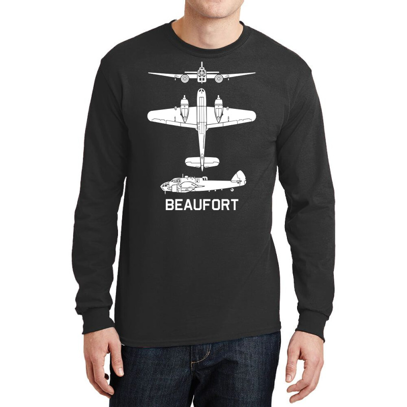 Bristol Beaufort British Ww2 Torpedo Bomber Plane Cutout Silhouettes G Long Sleeve Shirts by Kanmosrin52 | Artistshot