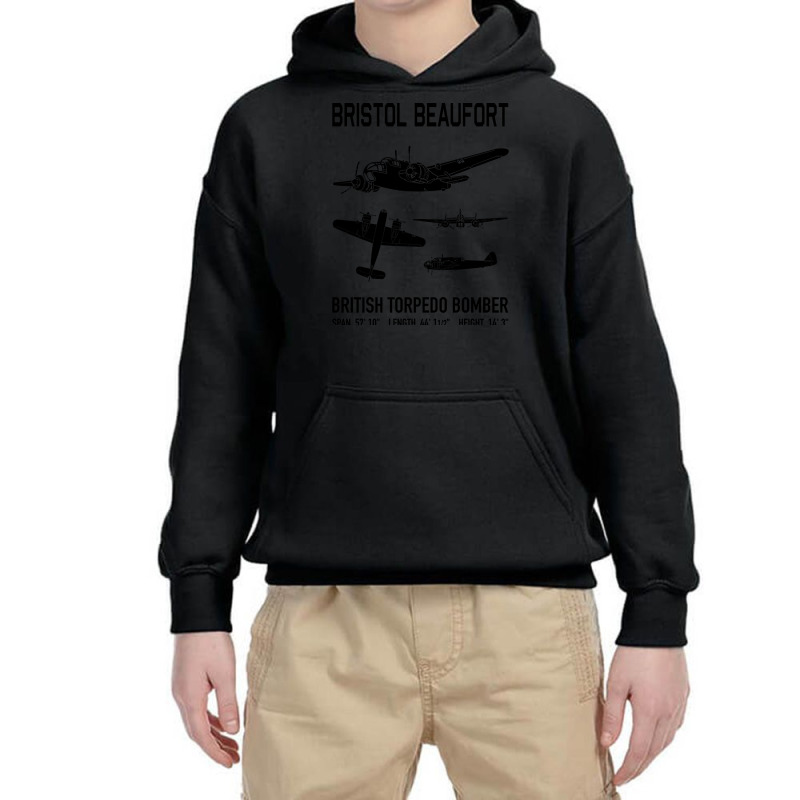 Bristol Beaufort British Ww2 Torpedo Bomber Silhouettes Youth Hoodie by Kanmosrin52 | Artistshot