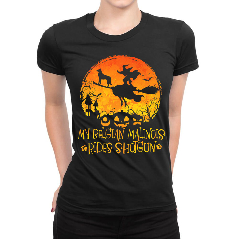 Halloween Belgian Malinois Rides Shotgun Funny Dog Lover Premium T Shi Ladies Fitted T-Shirt by cm-arts | Artistshot