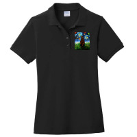 Tortoiseshell Tortie Starry Night Kitty Cat Art By Aja Ladies Polo Shirt | Artistshot