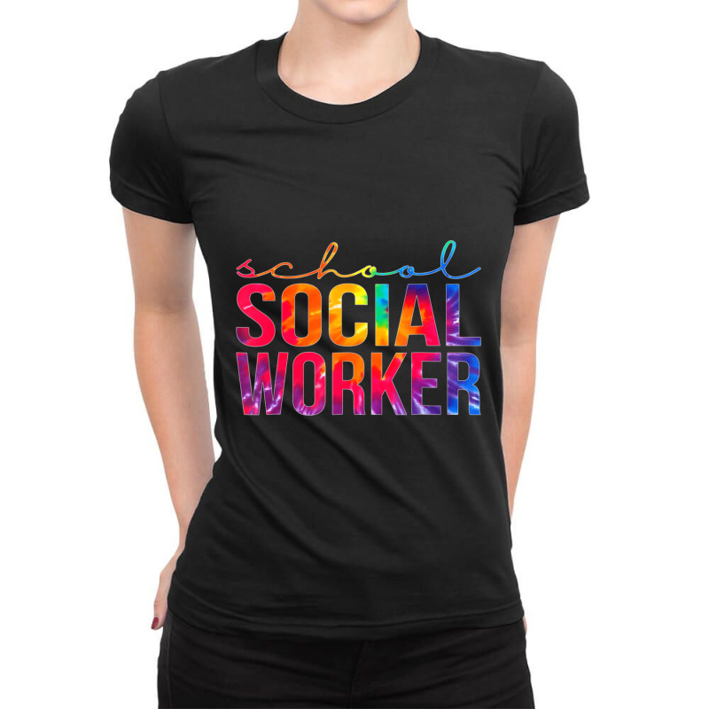 School Social Worker Tie Dye Appreciation For Work Ladies Fitted T-Shirt by kentuckykonpha9 | Artistshot