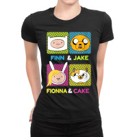 Womens Cn Adventure Time Finn & Jake Fionna & Cake Box Up Ladies Fitted T-shirt | Artistshot