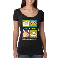 Womens Cn Adventure Time Finn & Jake Fionna & Cake Box Up Women's Triblend Scoop T-shirt | Artistshot