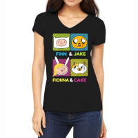 Womens Cn Adventure Time Finn & Jake Fionna & Cake Box Up Women's V-neck T-shirt | Artistshot