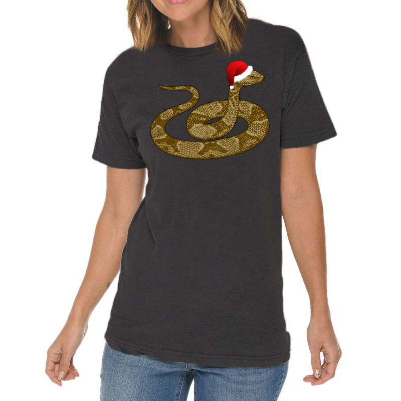 Merry Hissmas Christmas Santa Hat Copperhead Snake Long Sleeve T Shirt Vintage T-shirt | Artistshot