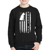 Mens Husky Lover Siberian Husky Dad American Flag Dog Lover Youth Sweatshirt | Artistshot