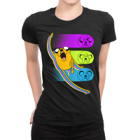 Womens Cn Adventure Time Jake Neon Faces Ladies Fitted T-shirt | Artistshot