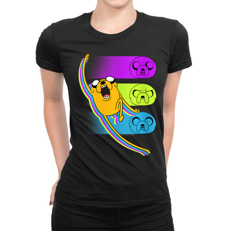 Womens Cn Adventure Time Jake Neon Faces Ladies Fitted T-Shirt by ngodieutrinh | Artistshot