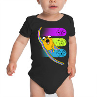 Womens Cn Adventure Time Jake Neon Faces Baby Bodysuit | Artistshot