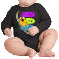 Womens Cn Adventure Time Jake Neon Faces Long Sleeve Baby Bodysuit | Artistshot