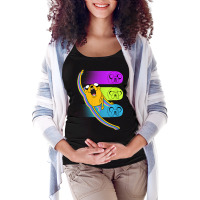 Womens Cn Adventure Time Jake Neon Faces Maternity Scoop Neck T-shirt | Artistshot