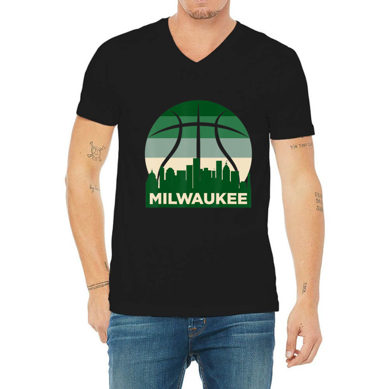 Milwaukee Basketball 2022 B-ball City Retro Vintage V-neck Tee | Artistshot