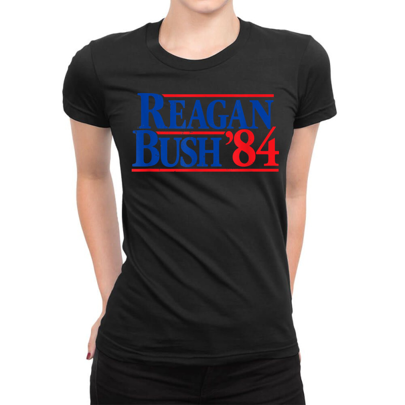 Reagan Bush '84 Vintage Republican T Shirt Ladies Fitted T-Shirt by cm-arts | Artistshot