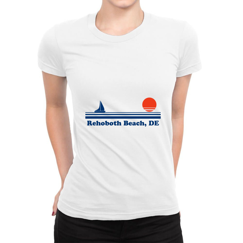 Rehoboth Beach, De   Sailboat Sunrise   Rehoboth Beach Delaware Ladies Fitted T-shirt | Artistshot