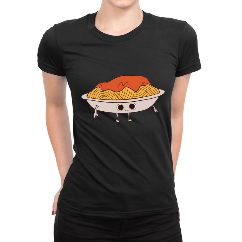 Pasta   Plate With Spaghetti Bolognese Classic Ladies Fitted T-Shirt by cm-arts | Artistshot