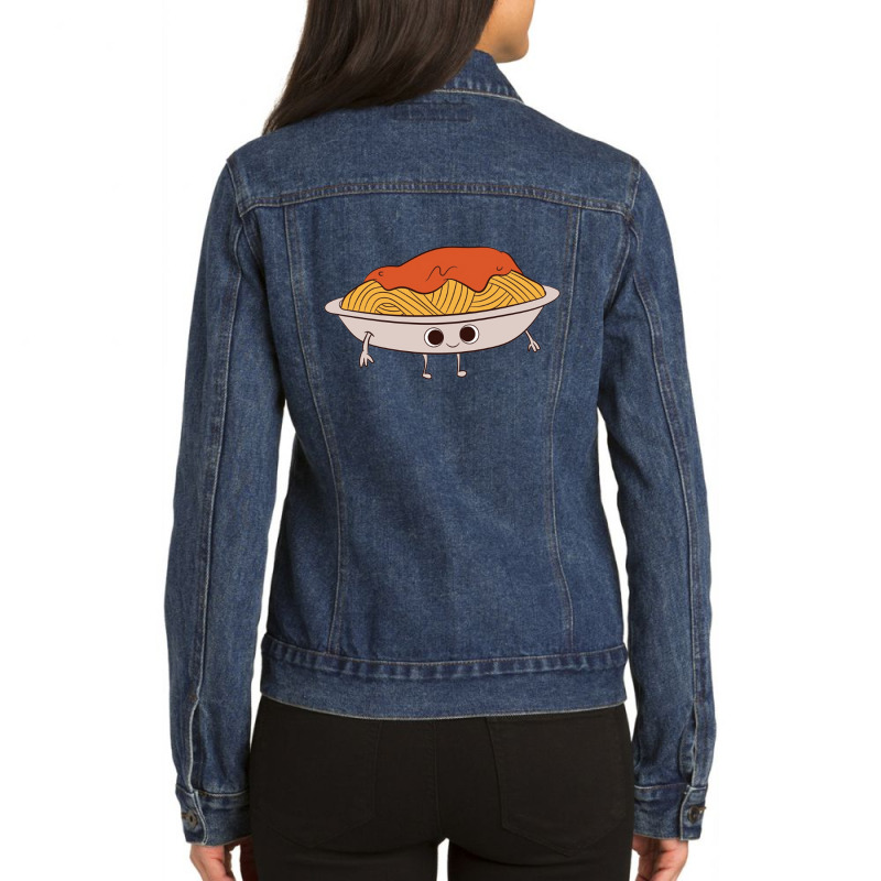 Pasta   Plate With Spaghetti Bolognese Classic Ladies Denim Jacket by cm-arts | Artistshot