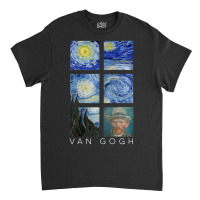 Van Gogh Starry Night Painting Collage With Self-portrait Classic T-shirt | Artistshot