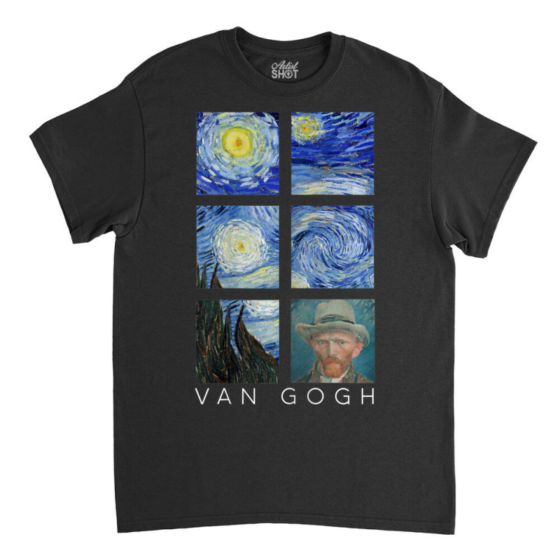 Van Gogh Starry Night Painting Collage With Self-portrait Classic T-shirt by vucongha | Artistshot