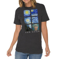 Van Gogh Starry Night Painting Collage With Self-portrait Vintage T-shirt | Artistshot