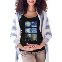 Van Gogh Starry Night Painting Collage With Self-portrait Maternity Scoop Neck T-shirt | Artistshot