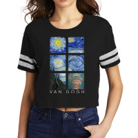 Van Gogh Starry Night Painting Collage With Self-portrait Scorecard Crop Tee | Artistshot