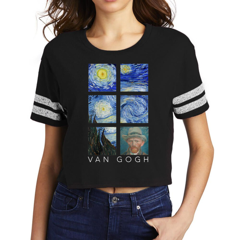 Van Gogh Starry Night Painting Collage With Self-portrait Scorecard Crop Tee by vucongha | Artistshot