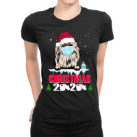 Pekingese Face Mask Dog Merry Christmas 2020 Funny Gift Xmas T Shirt Ladies Fitted T-shirt | Artistshot